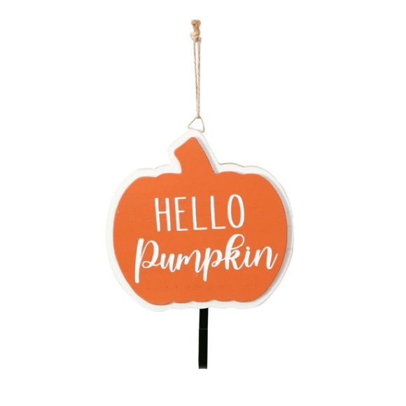 NWT- Set of Hello Pumpkin Decorations- Wood Rolling Pin Sign & Wall Hanger Hook - Picture 16 of 16